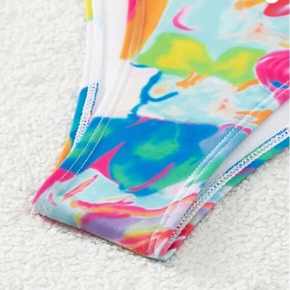 NEW! Cute Rainbow Tie Dye Swirled Pattern String Bikini Beach Vacay Resort - Picture 4 of 5